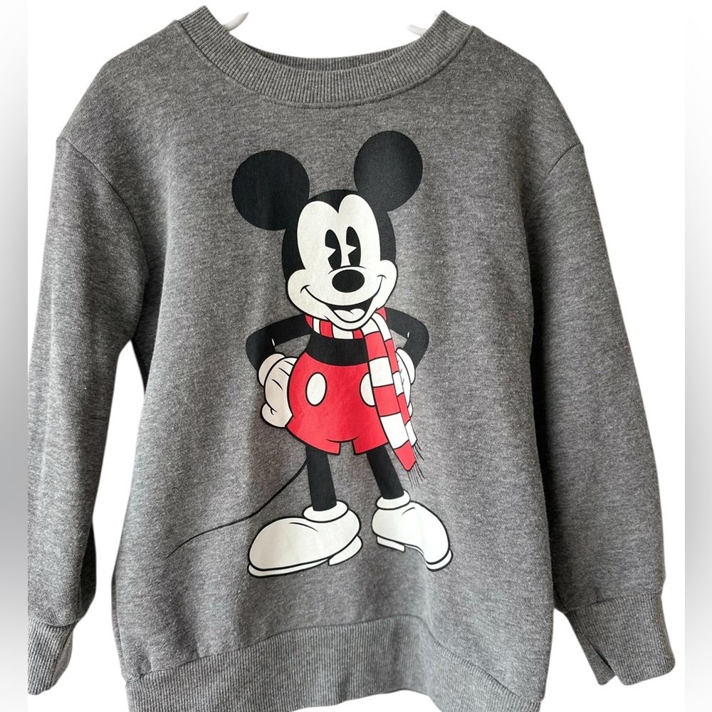 Mickey Mouse Small Gray Sweatshirt Red White Scarf